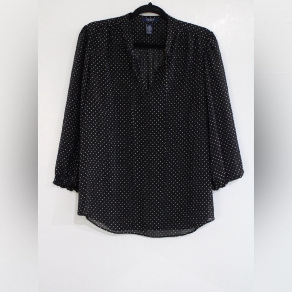 Chaps 3/4 Sleeve Shirt Color: Black/White Size:Large